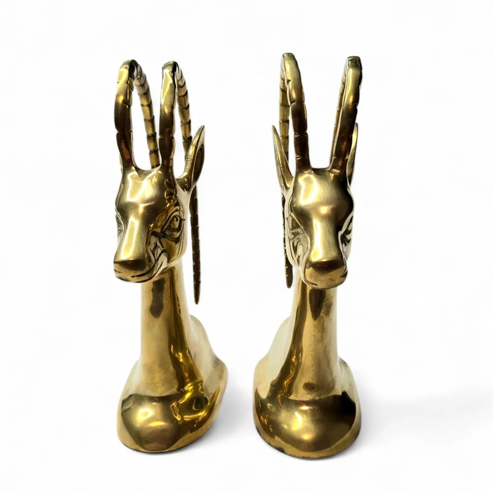 Solid Brass Gazellle Bookends. - Picture 3 of 8